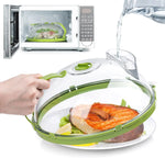 Microwave Cover for Food, Clear Splatter with Water Steamer and Handle