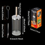 Stainless Steel BBQ Grill Cage Set with Wooden Handles, Heat-Resistant Design for Outdoor Cooking, Portable Barbecue Essentials