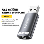 External USB Sound Card To 3.5mm Mic Headphone Jack