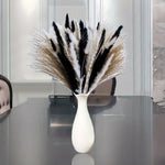 Dried Flowers Bouquet Black & White Style Fluffy Pampas - 45pcs