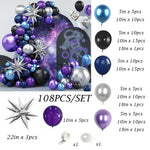 Metallic Blue Purple Silver Space Balloons - 108Pcs