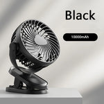 Table Mini Fan with Sturdy Clamp USB Powered with 3 Speeds Strong Mute Airflow for Office Bathroom Kitchen Dormitory 10000mAh
