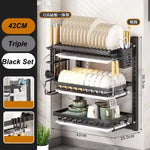 Wall-Mounted Kitchen Dish Rack Multifunctional Organizer with Drainboard