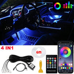 LED Car Interior Ambient Strip RGB Fiber Neon Lighting Kit