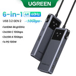 UGREEN Uno USB C HUB 6-in-1 4K60Hz PD100W 10Gbps USB3.2 Splitter Adapter for Laptop Macbook Pro Air USB Expander Docking Station