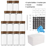 Glass Spice Jars with Bamboo Lids 4oz - 13Pcs Jar Set - Organizer