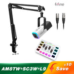 FIFINE Audio Set Microphone/Mixer/Headset for Streaming & Podcasting