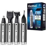 Kemei 4in1 rechargeable nose trimmer beard trimer for men shaver eyebrow nose hair trimmer for nose and ear cleaner grooming set