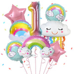 Gradient Number Foil Rainbow Smile Cloud Balloon 8pcs - 32 inch