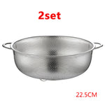 All Purpose Stainless Steel Fine Mesh Strainer Net Baskets with Handles Resting Base Colander Set Kitchen Supplies