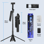 HanBa Automatic Face Tracking Tripod, 360° Rotation, 180.09cm Height, 10.16-17.78 cm Phone Compatibility, Selfie Stick with Remote, ABS Material, Motion Sensor, Wireless Charging, for Vlogging/Live Streaming/Video Recording,