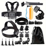 19 in 1 Ultimate Action Camera Accessory Kit - Compatible with Gopro Hero 13, 12, 11, 10, 9, 8, 7, 6, 5, 4, Session, Fusion, Silver, Insta360, DJI, SJCAM, APEMAN, AKASO, And Other Cameras.