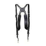 Genuine Cowhide Leather Dual Camera Harness, Professional Photographer Adjustable Shoulder Straps with Dual Safety Straps for DSLR/SLR Cameras