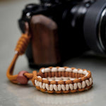 Handmade Two-Tone Polyamide Camera Wrist Strap, Fashionable Outdoor DSLR Hand Grip, Durable Coffee and Brown Bracelet for Photography Enthusiasts