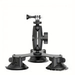 For Gopro Sports Camera Accessories Car-mounted Triangle Sucker Support, Universal Ball-head Sucker, Ball-head Walkie-talkie Three Sucker Support 9cm Connecting Rod