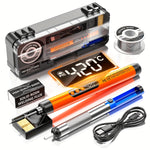 USB Rechargeable Soldering Kit with Digital Display - Alloy Construction, Multi-Level Temperature Control, Wake Function, Portable Wireless Design for Electronics Repair, Compatible with PCs and Tabletops, No Battery Required