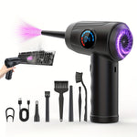 Compressed Air Duster, Electric Air Duster, 6000mAh Fast Charging, 51000 RPM 4 Speed Cordless Air Blower with LCD Display, Portable Built-in LED Light Air Dusters for Computers Keyboard Cleaner Cordless Air Duster, Replaces C