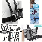 Adjustable Action Camera Chest Harness with Smartphone Holder for Sports Cam Models 12/11/10/9/8/7/4/3 – Dual Shoulder Body Strap Mount, Non-Electric, No Battery Required