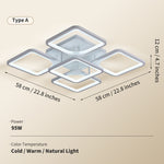 Modern LED Ceiling Light Fixture - Dimmable Metal Semi Flush Mount with Remote, Acrylic Shade, Infrared Sensor, 110-240V Hard-Wired Indoor Lighting for Living Room, Bedroom, Study - No Battery Required