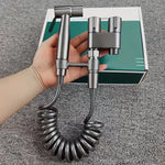Dual-Function Stainless Steel Toilet Spray Gun with One Inlet and Two Outlets - Sleek Black Handheld Bidet Sprayer for Bathroom & Laundry, Easy Installation, No Power Required