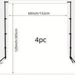 4-Pack White Backdrop Curtains, 152.4x304.8cm 152.4x304.8cm, 100% Polyester, Wedding Birthday Party Photography Studio Background Cloth