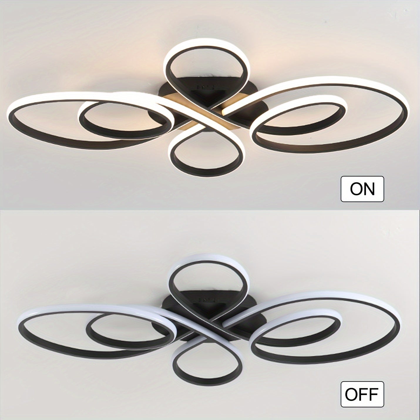 Modern 3000K LED Ceiling Light, Black Polished Metal Cast Iron, Flower Shape Acrylic, Adjustable Near Ceiling Lamp for Balcony, Hallway, Bedroom, Living Room, Switch Control, Hardwired, 110V-240V Compatible