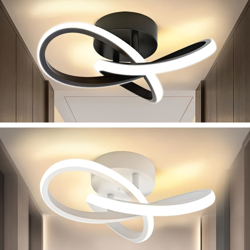 Modern LED Ceiling Light, Adjustable Color Temperature, Metal, for Living Room, Kitchen, Bedroom, Balcony, Indoor Use, Hardwired, 85V-265V, White/Black