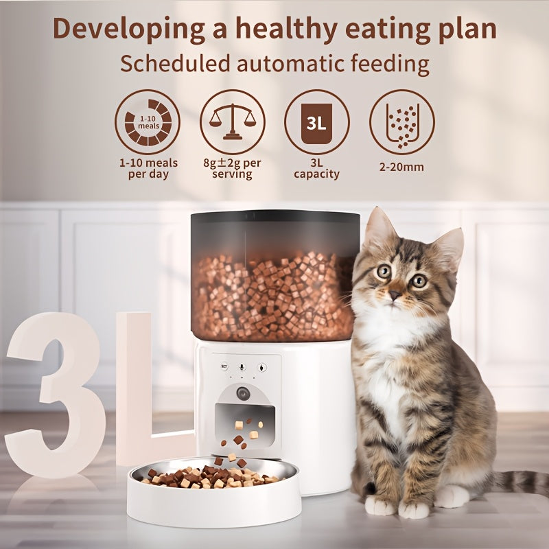 Automatic cat feeder, timed dosing feeder, large capacity food storage, dog food dispenser, video-voice interactive feeding, three versions to choose from, keep food dry