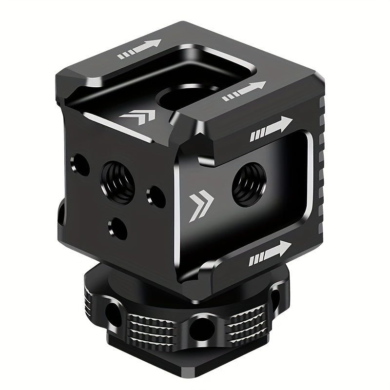 Triple Cold Shoe Mount Adapter, 1/4 Arri Hole, Hot Shoe Monitor Base Mic Fill Light Bracket Holder, SLR Camera Cage Accessories, No Battery Required