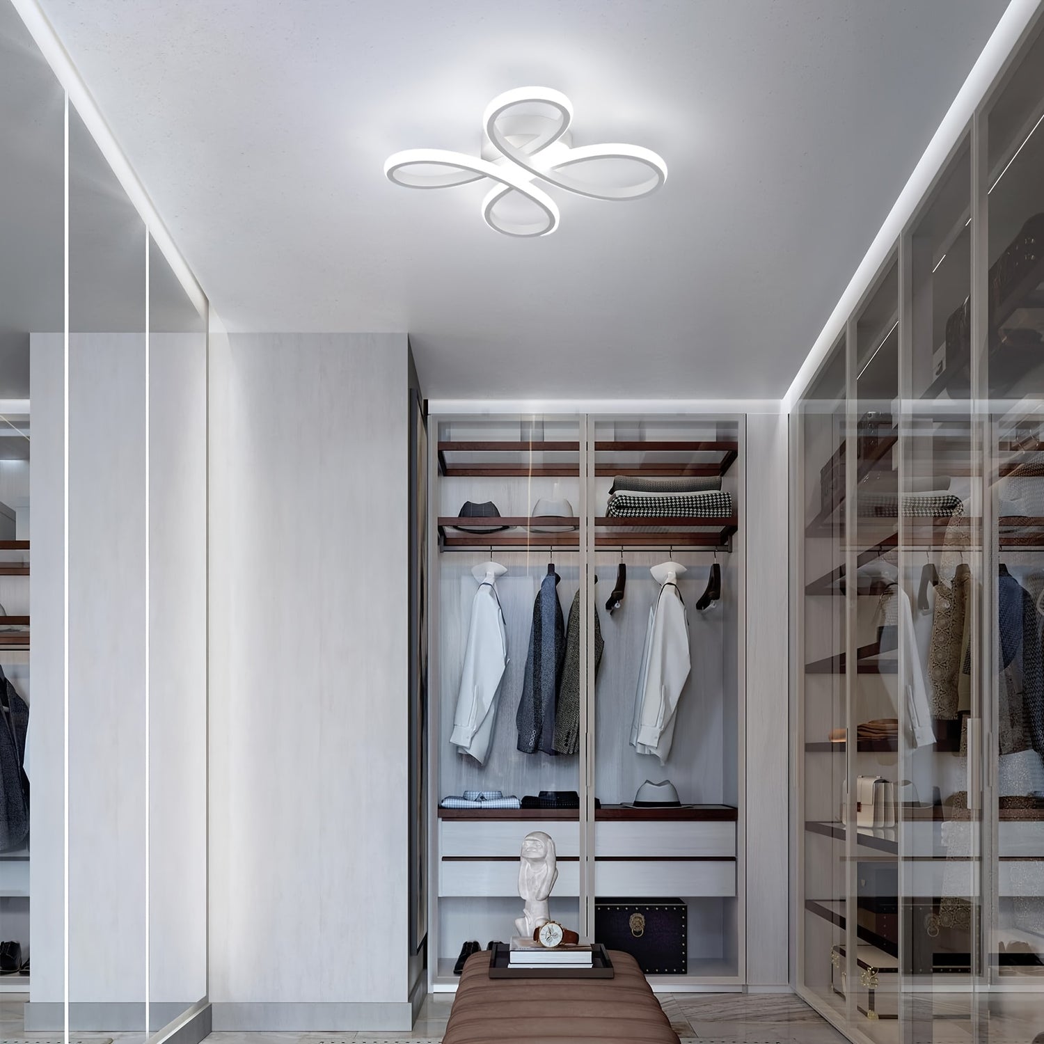 Modern 6000K LED Ceiling Light - Sleek Semi-Embedded Design, White Metal Fixture for Bedroom, Hallway, Bathroom & Corridor - Includes Installation Hardware, Warm & Cool Light Options, Bedroom Ceiling Light | Ambient Lighting