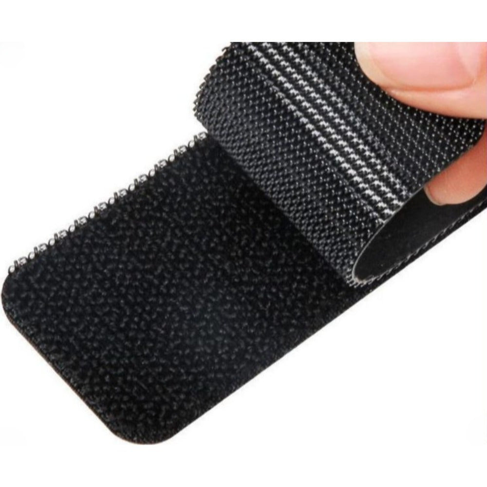 20pcs Heavy Duty Self-Adhesive Hook and Loop Strips, Black Carbon Fiber Texture, Sticky Back Tape Fastener for Home or Office - Ideal for DIY Projects, Mounting Without Holes or Screws