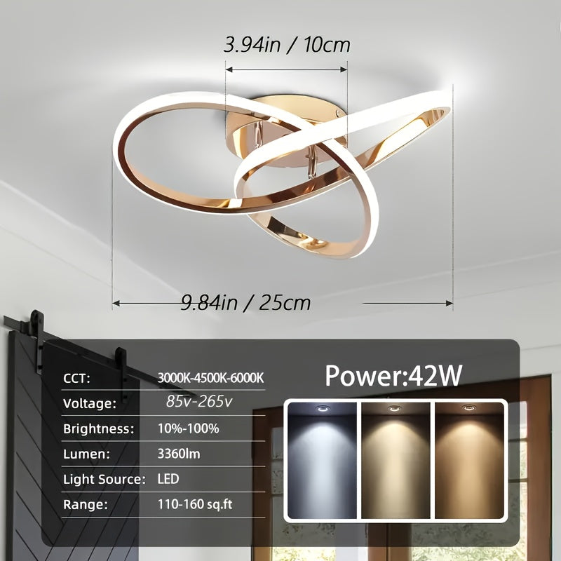 Rose Golden Dimmable LED Ceiling Light | Modern Minimalist Design | Semi-Flush Mount | Metal Shade | Ideal for Bedroom, Kitchen, Living Room & Commercial Spaces | Includes Installation Hardware, Party Lighting | Elegant Light