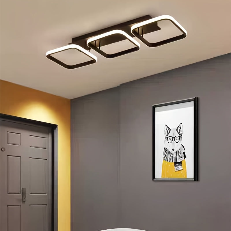 Modern Triangular LED Ceiling Light Fixture, Metal, Adjustable 3-Color Temperature, Hardwired, 85V-265V, for Living Room, Bedroom, Kitchen, Household Lighting