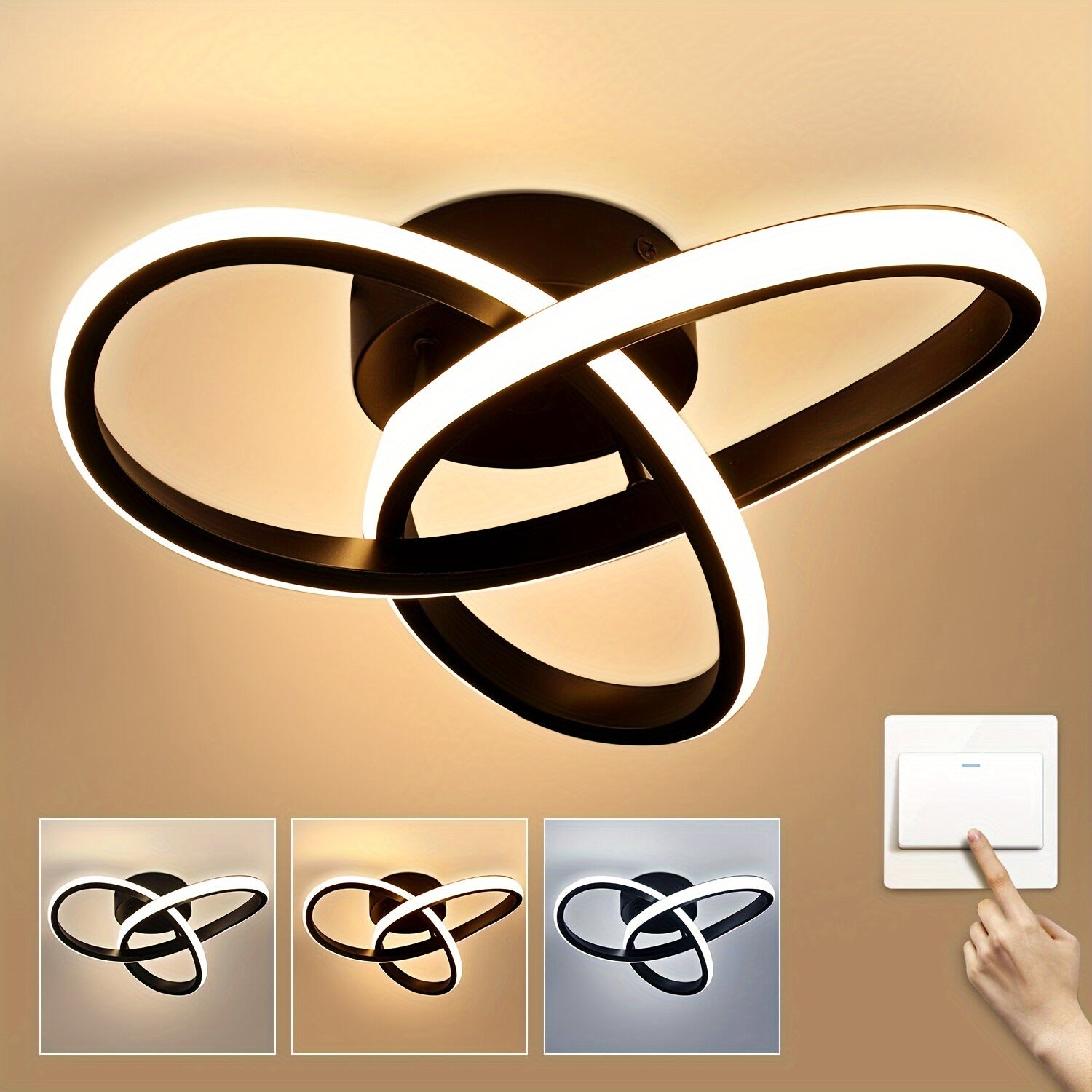 1pc Elegant Modern LED Ceiling Light, 3000K/4000K/6000K Adjustable Color Temperature - Sleek Design with Silicone Shade for Even Illumination - Ideal for Living Rooms, Bedrooms, Kitchens & Hallways, Ceiling Lights for Home, P