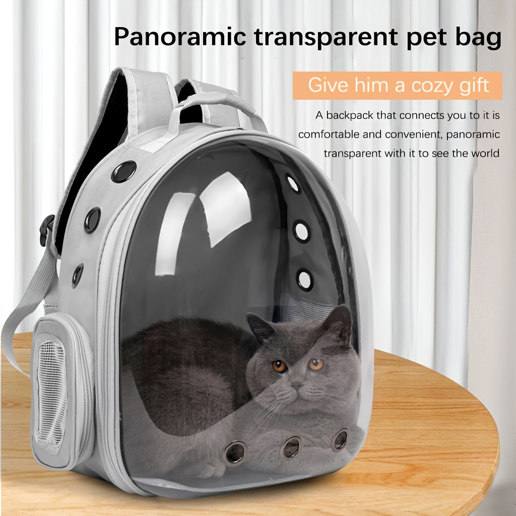 Large Capacity Cat Backpack, Transparent Pet Carrier with Breathable Design, Portable Double Shoulder Bag for Cats, Durable PC Material with Zip Closure, Cat Backpack Carrier