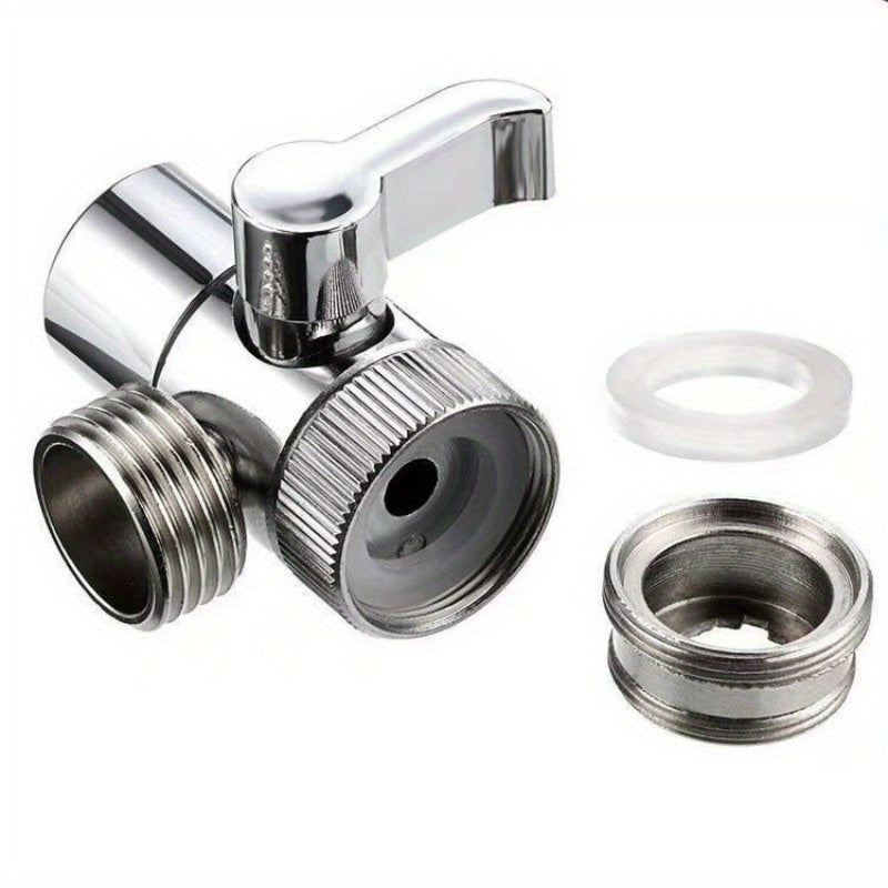 1pc, Water Divider, Universal 3-way Water Valve, Alloy Arm Diverter Valve, Sink Faucet Accessories, Silvery