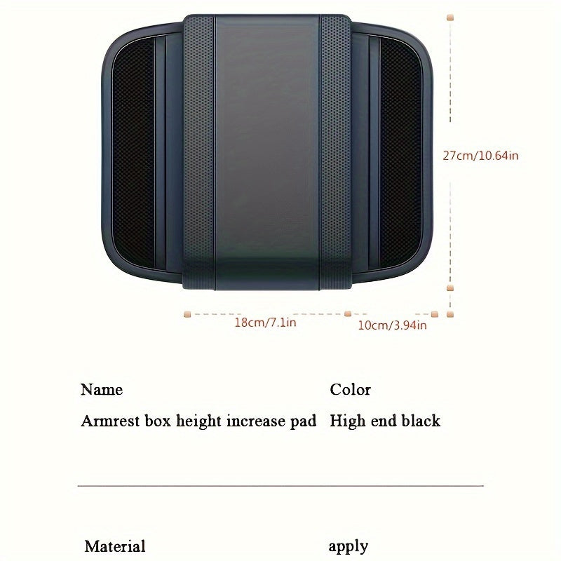 1pc Car Armrest Cushion Pad With Storage Pockets, Universal Center Console Height Increase Mat, Memory Foam, Vehicle Interior Accessories, Black