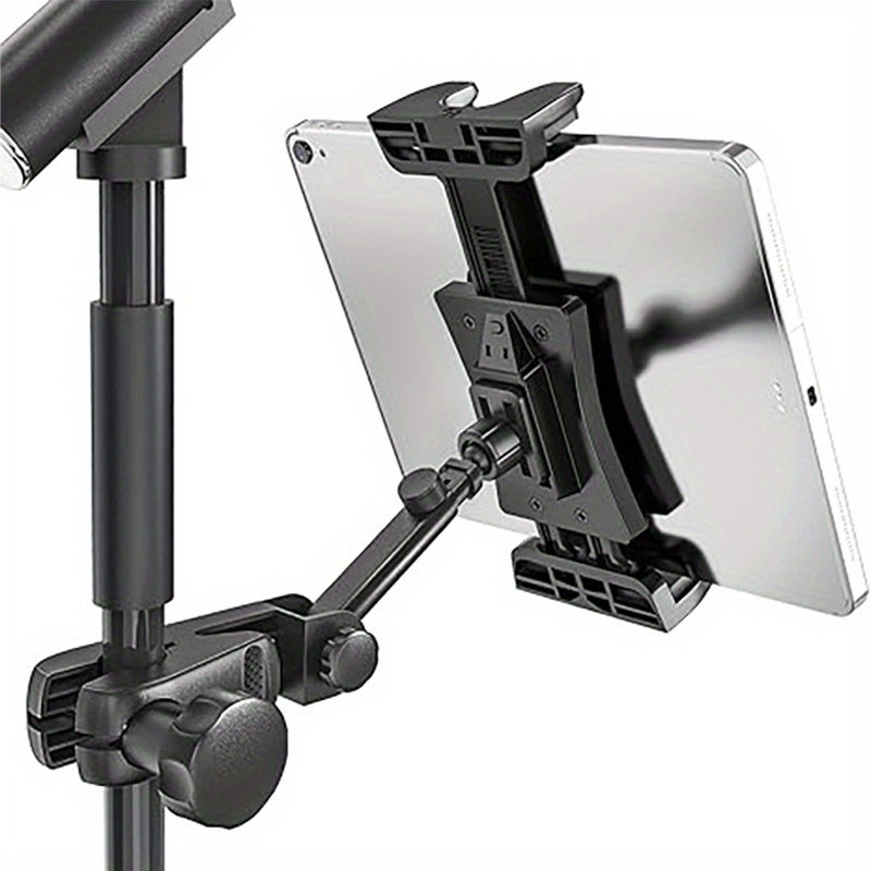 1pc Universal Adjustable Tablet Holder for Microphone Stand, ABS Resin Mic Music Stand Mount with Clamp Design, Fits iPad & Smartphones 4.7 to 32.77 cm