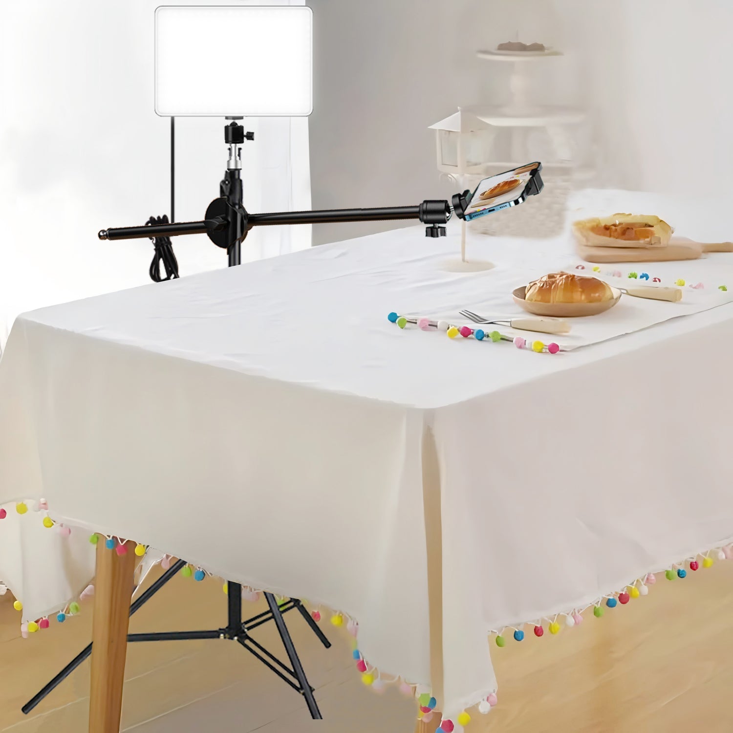 3SETS LED Video Light Kit, Photography Lighting Kit Dimmable Studio Light with Tripod Stand & Phone Holder, Stream Light for Video Recording, Game Streaming