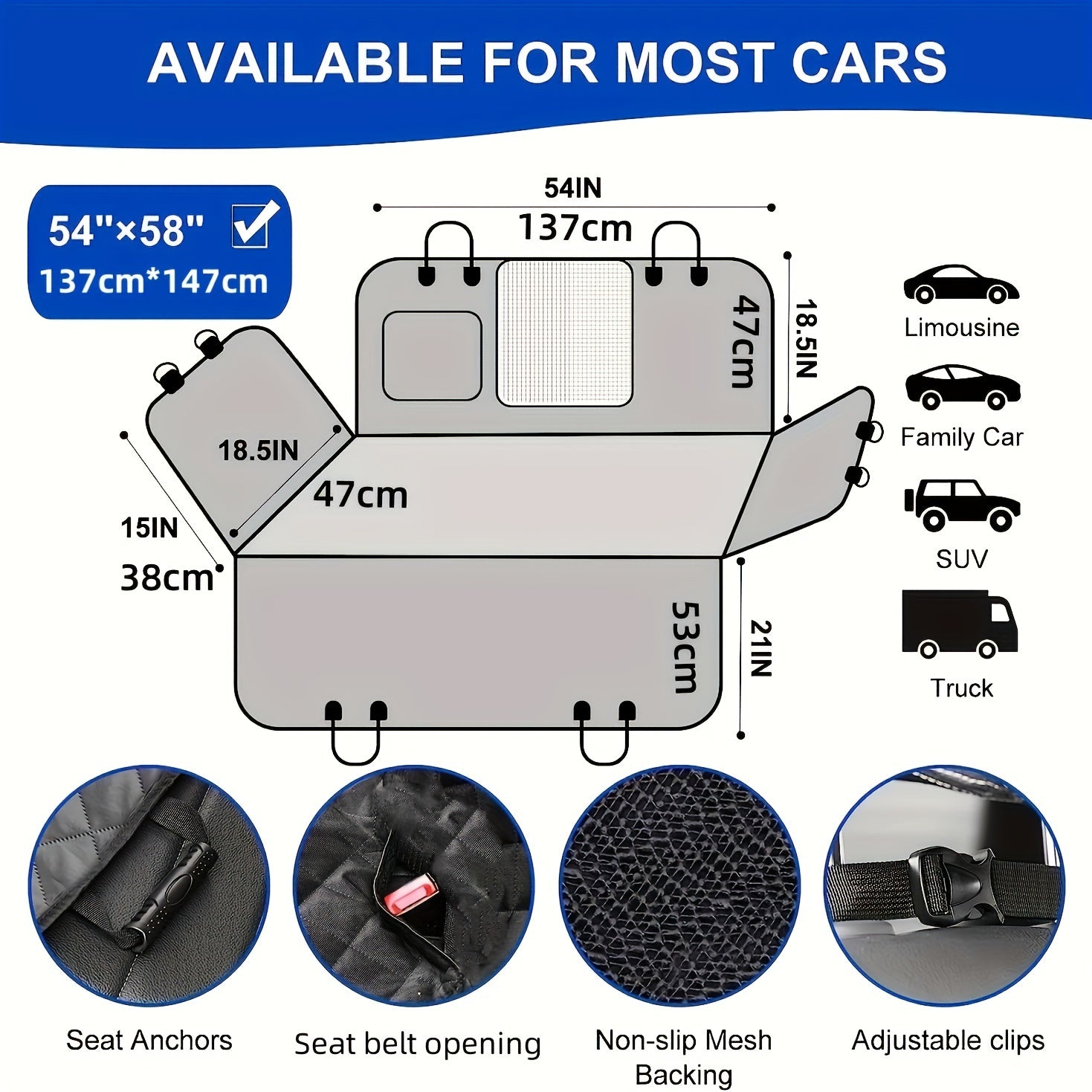 Dog Car Seat Cover with Mesh Window and Non-Sticky Hair - Waterproof, Durable, and Suitable for Most Cars