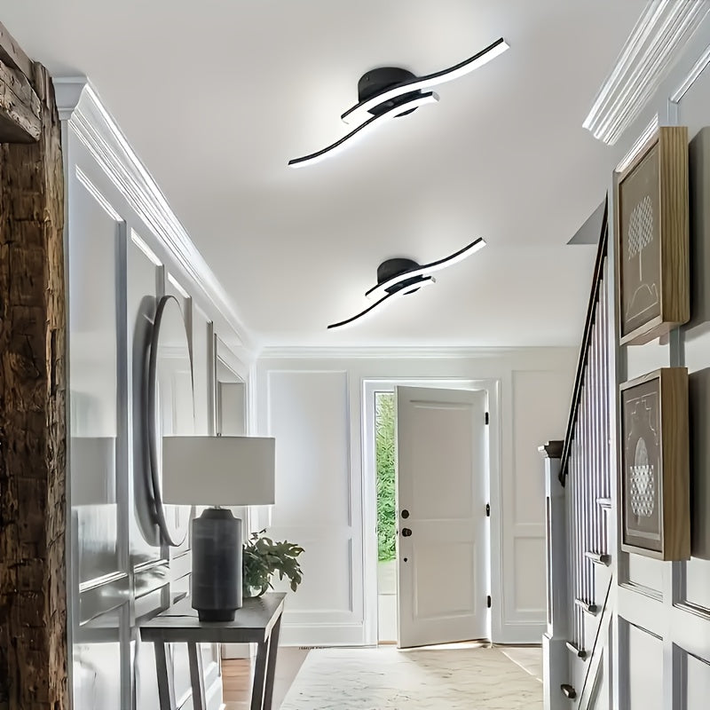 Modern Minimalist LED Ceiling Light Fixture - Sleek Wave Design, Adjustable Brightness, Flush Mount for Living Room, Bedroom, Kitchen, Corridor, Staircase - Commercial Use, Hotel & Restaurant Decor, Adjustable Lighting|Sleek