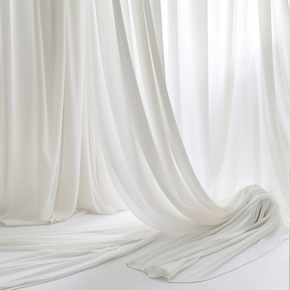 4-Pack White Backdrop Curtains, 152.4x304.8cm 152.4x304.8cm, 100% Polyester, Wedding Birthday Party Photography Studio Background Cloth