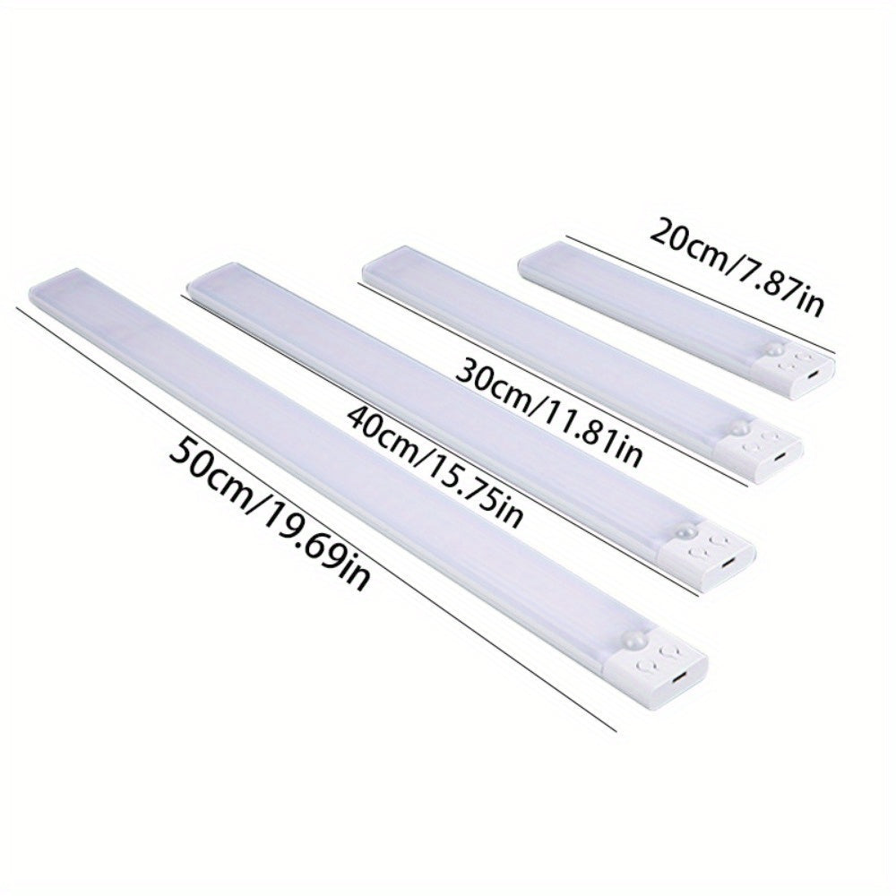 3pcs Ultra-Thin, Ultra-Bright Tri-Color LED Lights with Motion Sensor - Dimmable & USB Rechargeable, Wall-Mount or Handheld, Ideal for Kitchen, Bedroom, Cabinet, Wardrobe Night Lighting, LED Lights for Bedroom
