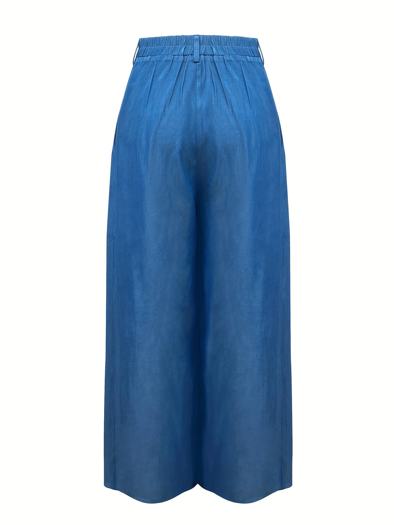 Elegant Wide Leg Palazzo Pants for Women - 100% Polyester Solid Color Frill Detail Trousers, Spring/Summer/Fall Season, Middle East Collection