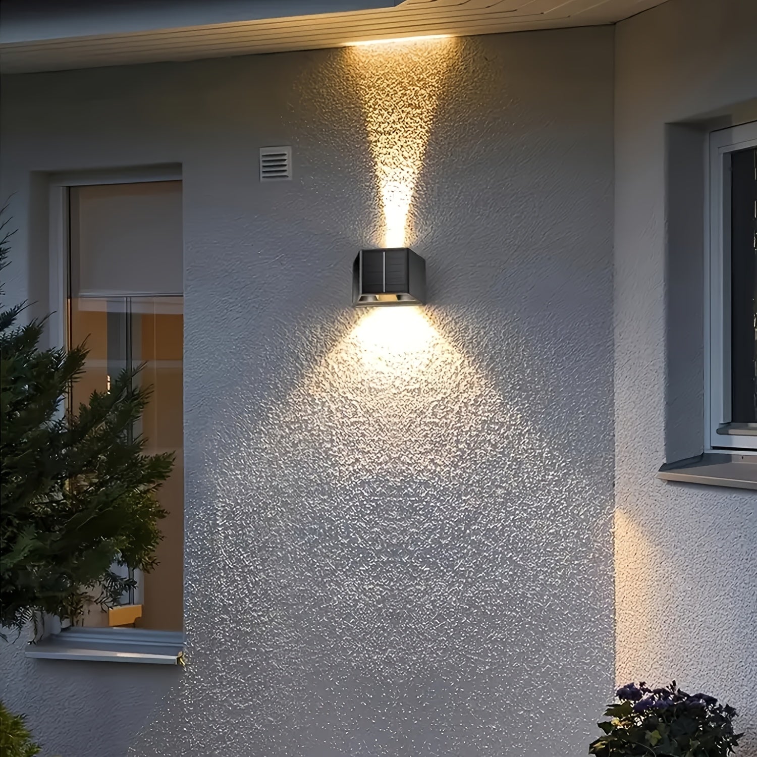 2pcs Solar LED Wall Lights, Adjustable Lighting Range, Up/Down Illumination, IPS55, Energy-Efficient with Automatic Light Sensor - Perfect for Outdoor Gardens, Patios, Modern Villas, Pathways & Hallways, Solar Outdoor Lights