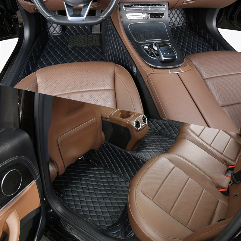 [Durable Build] Fit Luxury PU Leather Car Floor Mats for Toyota RAV4 2020-2023, All-Weather Protection, Diamond Quilted Design, Left-Hand Drive, Brown Interior Accessories, Allweather Floor Mats | Diamond Quilted Mats | Premi