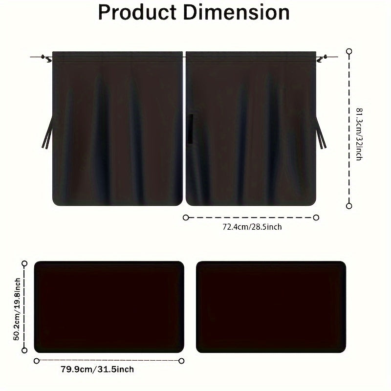Premium Car Sunshade & Privacy Curtain - Polyester, Interior Insulation for Rear Seats, Ideal for Cars & RVs