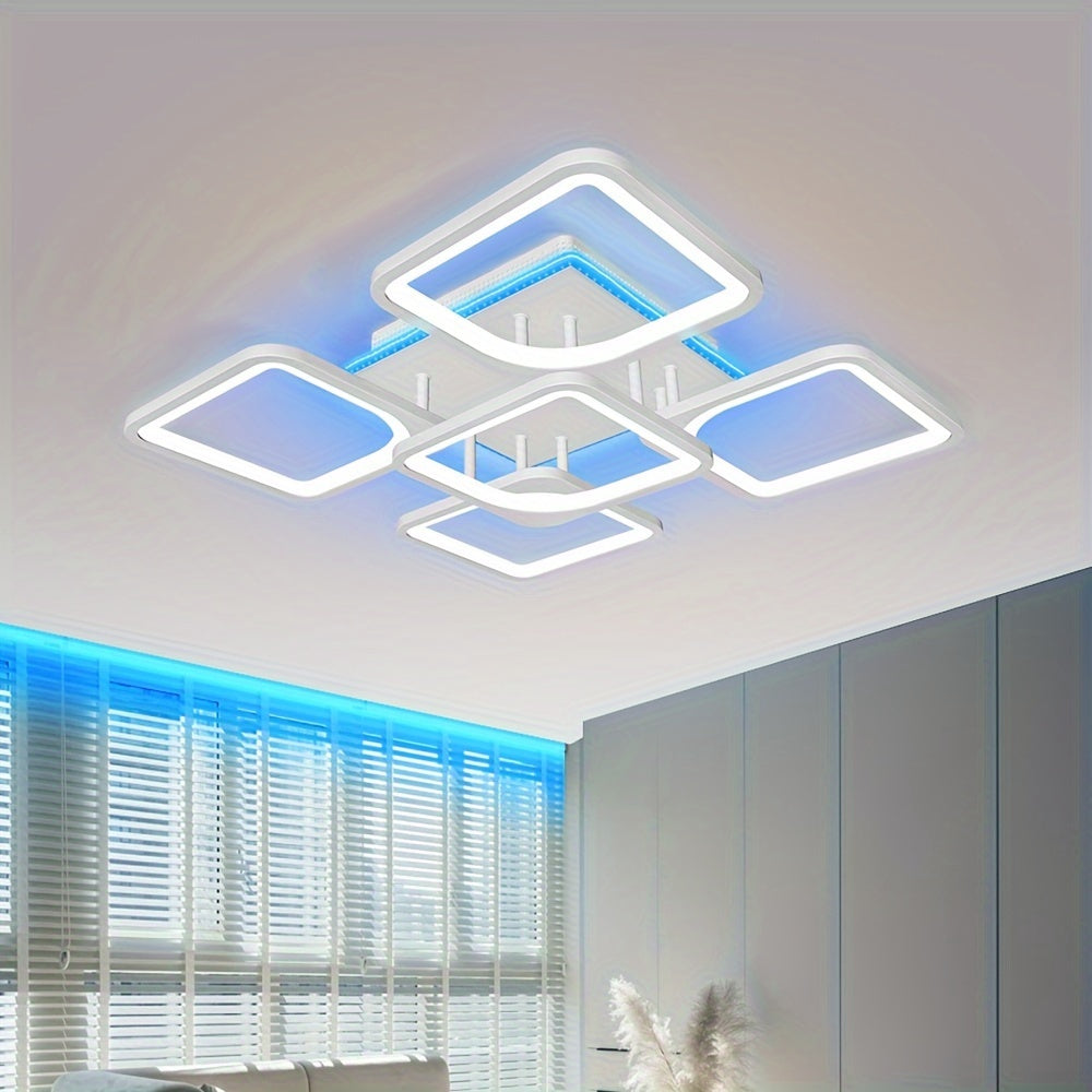 Gisay LED Ceiling Light | Modern Semi-Flush Mount | Multi-Color Dimmable Ambiance with Remote Control | Acrylic Shade | Metal Frame | Infrared Sensor | Ideal for Bedroom, Living Room, Corridor, Balcony, Corridor Ambiance | Tr