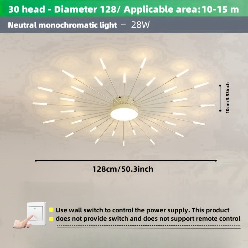 Modern LED Vortex Fireworks Ceiling Light – Sleek Acrylic Design with Illuminated Base, Neutral Lighting for Bedroom, Living Room, or Dining Room, Lights for Living Room