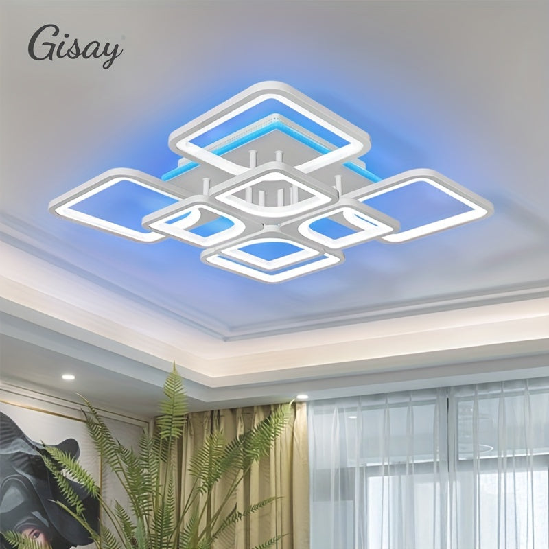 Gisay LED Ceiling Light | Modern Semi-Flush Mount | Multi-Color Dimmable Ambiance with Remote Control | Acrylic Shade | Metal Frame | Infrared Sensor | Ideal for Bedroom, Living Room, Corridor, Balcony, Corridor Ambiance | Tr